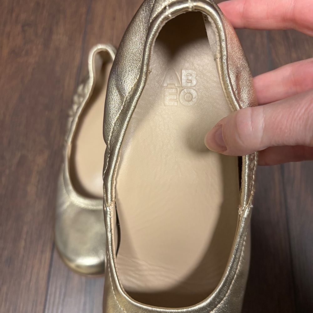 New! ABEO Tilly metatarsal ortho Gold Metallic Leather Comfort Ballet Flats Shoe - Picture 4 of 9